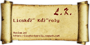 Licskó Károly névjegykártya